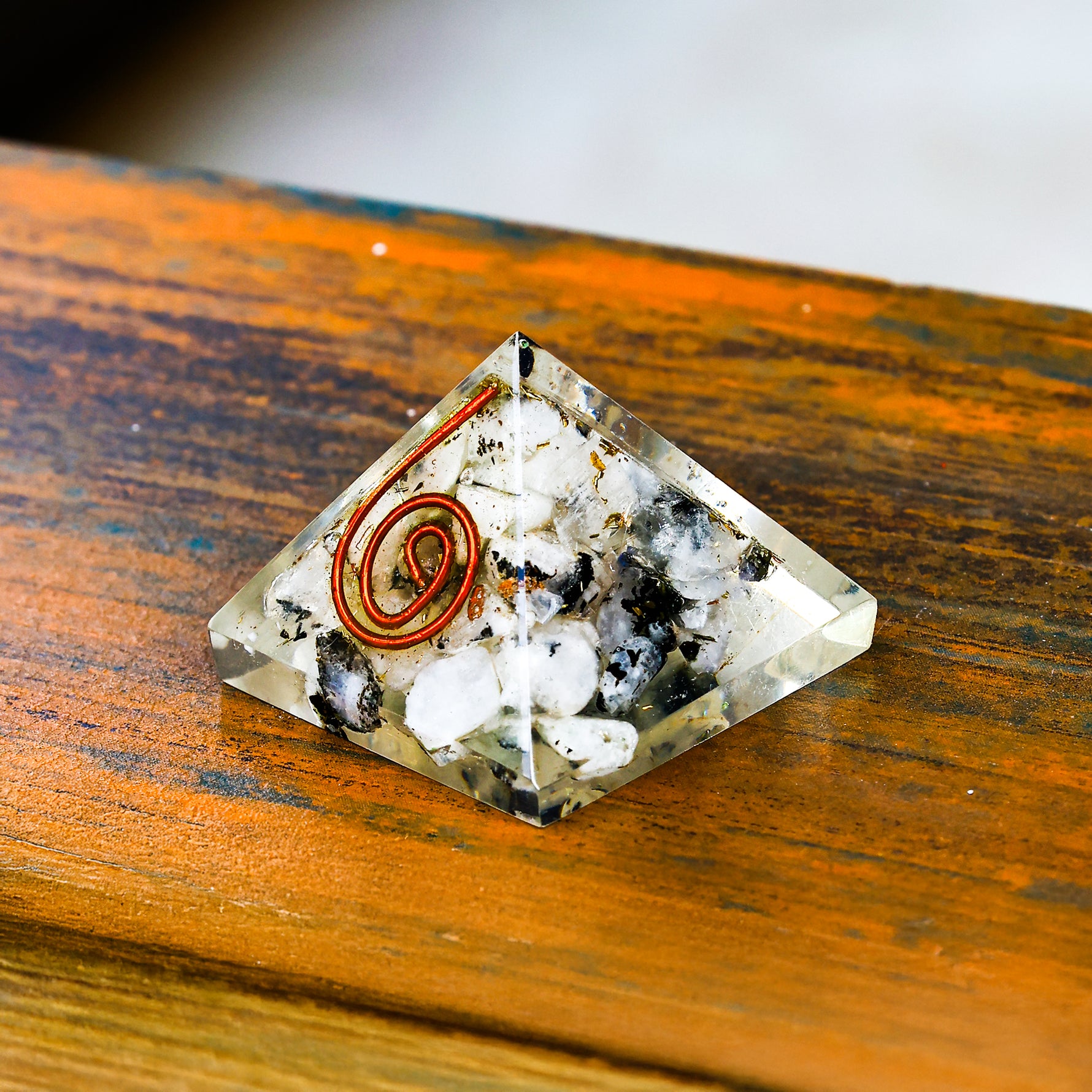 Moonstone Orgonite Pyramid - Abhimantrit