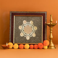 Shree Chakra Raw Pyrite Frame - Abhimantrit
