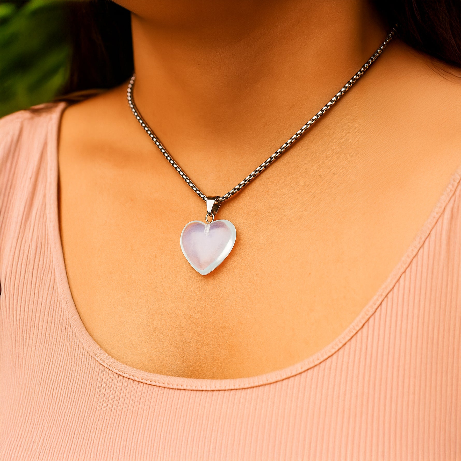 Opalite Heart Pendant - Abhimantrit & Certified