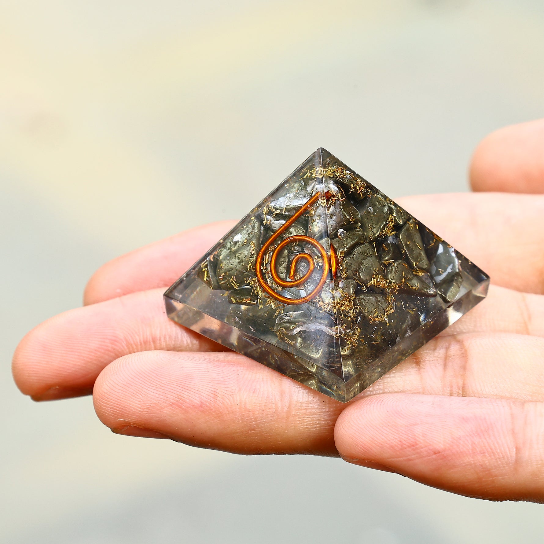 Crystal Pyrite Pyramid - Abhimantrit