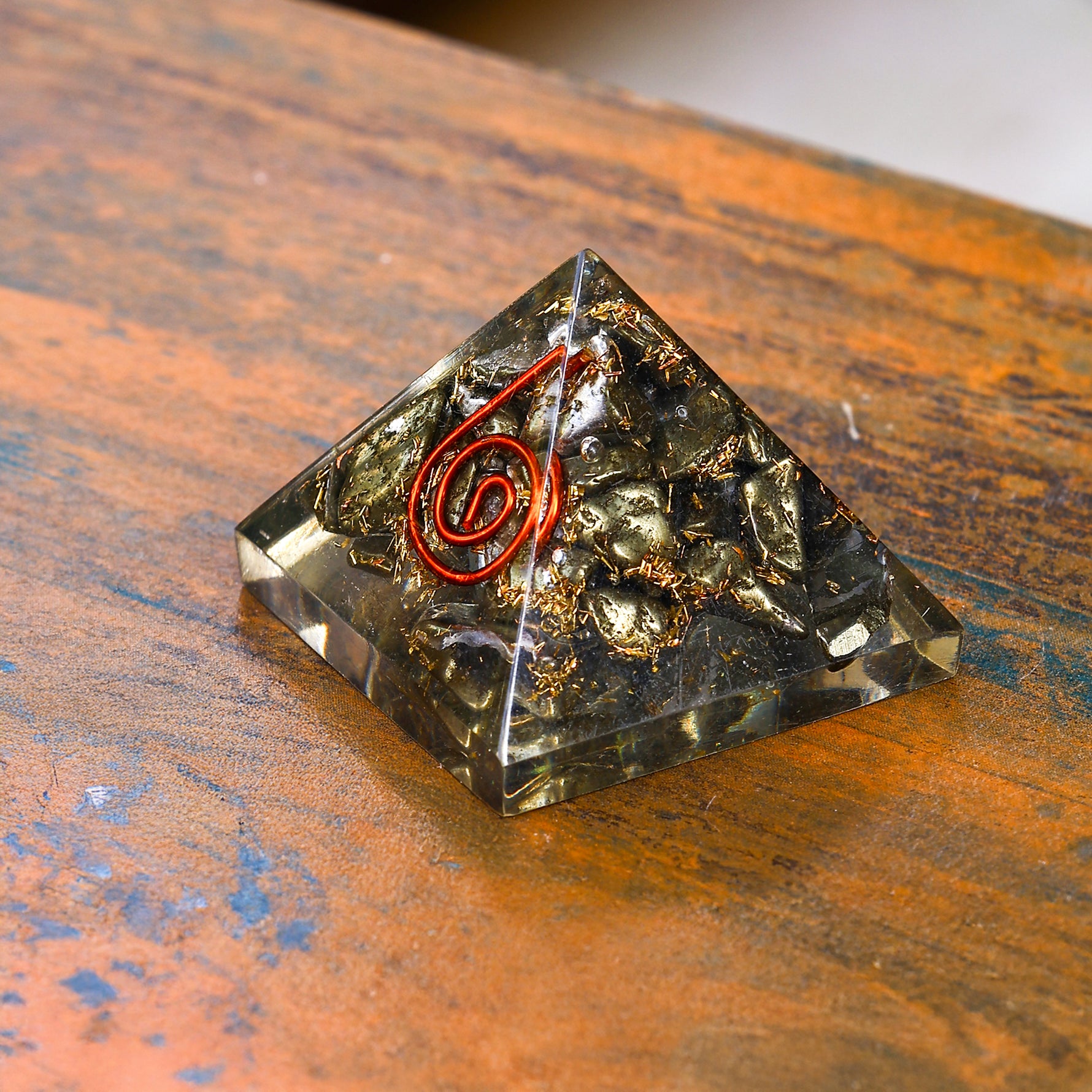 Crystal Pyrite Pyramid - Abhimantrit