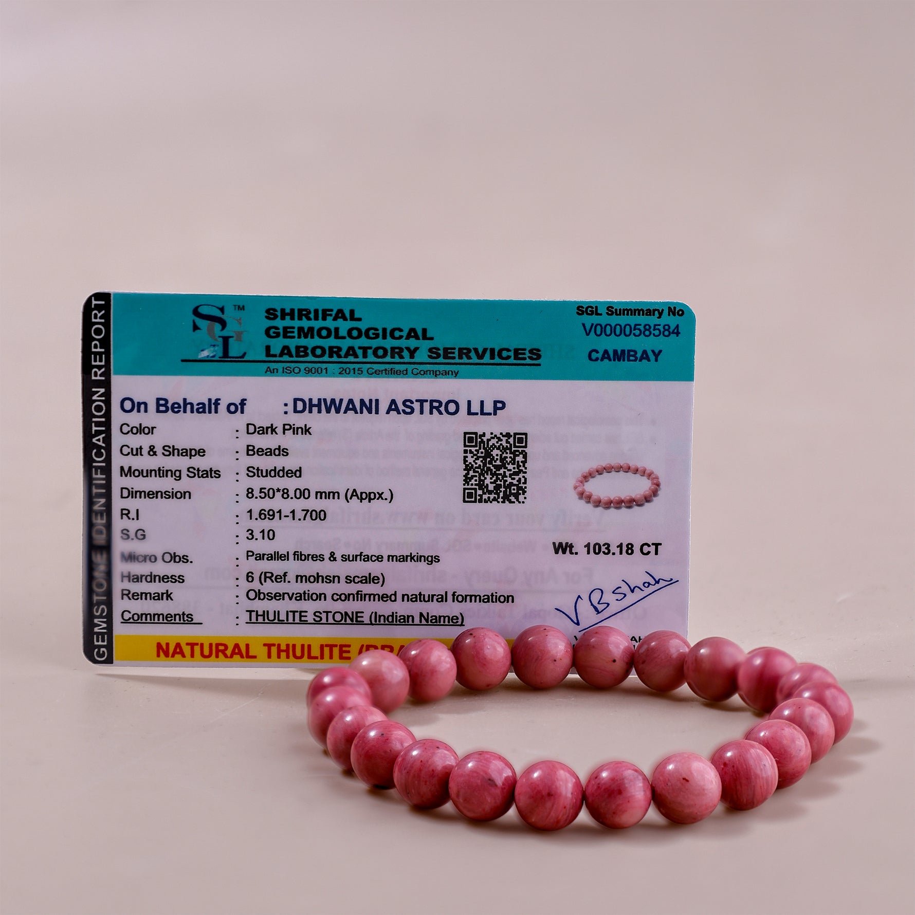 Thulite BraceletThulite Bracelet - Abhimantrit & Certified