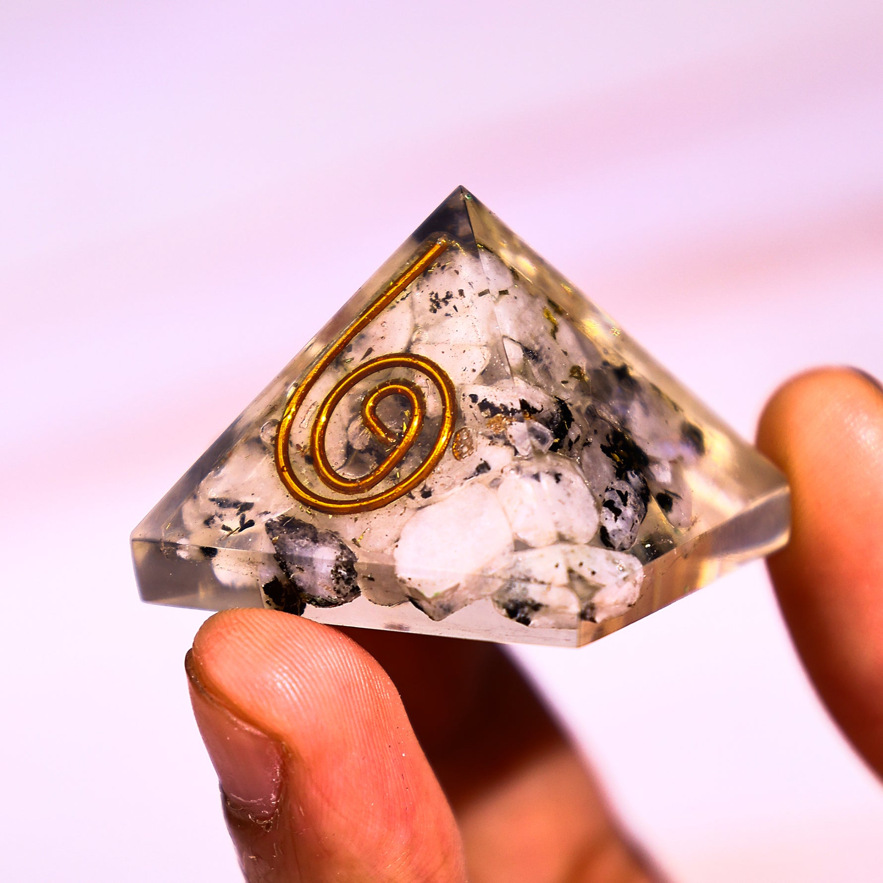 Moonstone Orgonite Pyramid - Abhimantrit