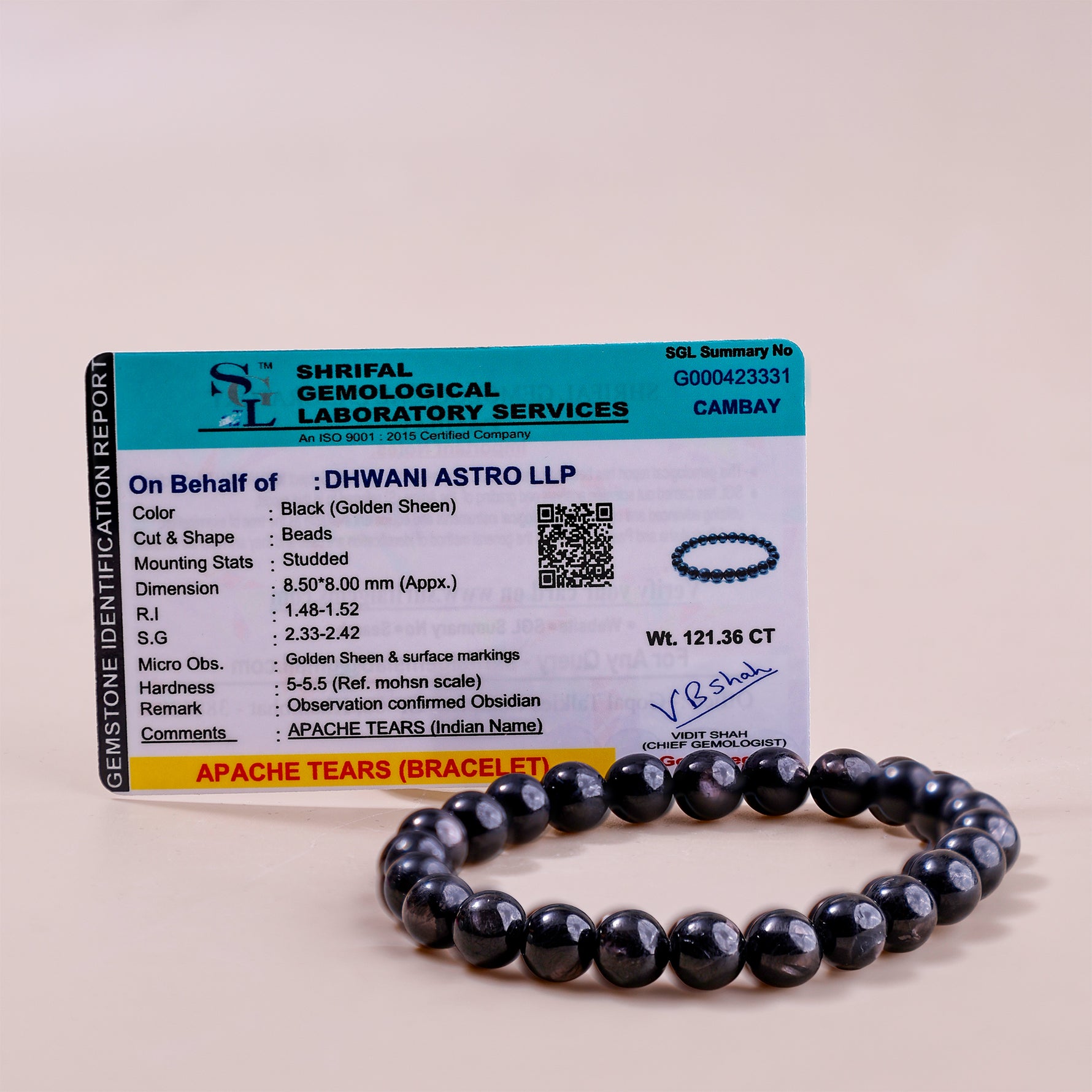 Apache Tears BraceletApache Tears Bracelet - Abhimantrit & Certified