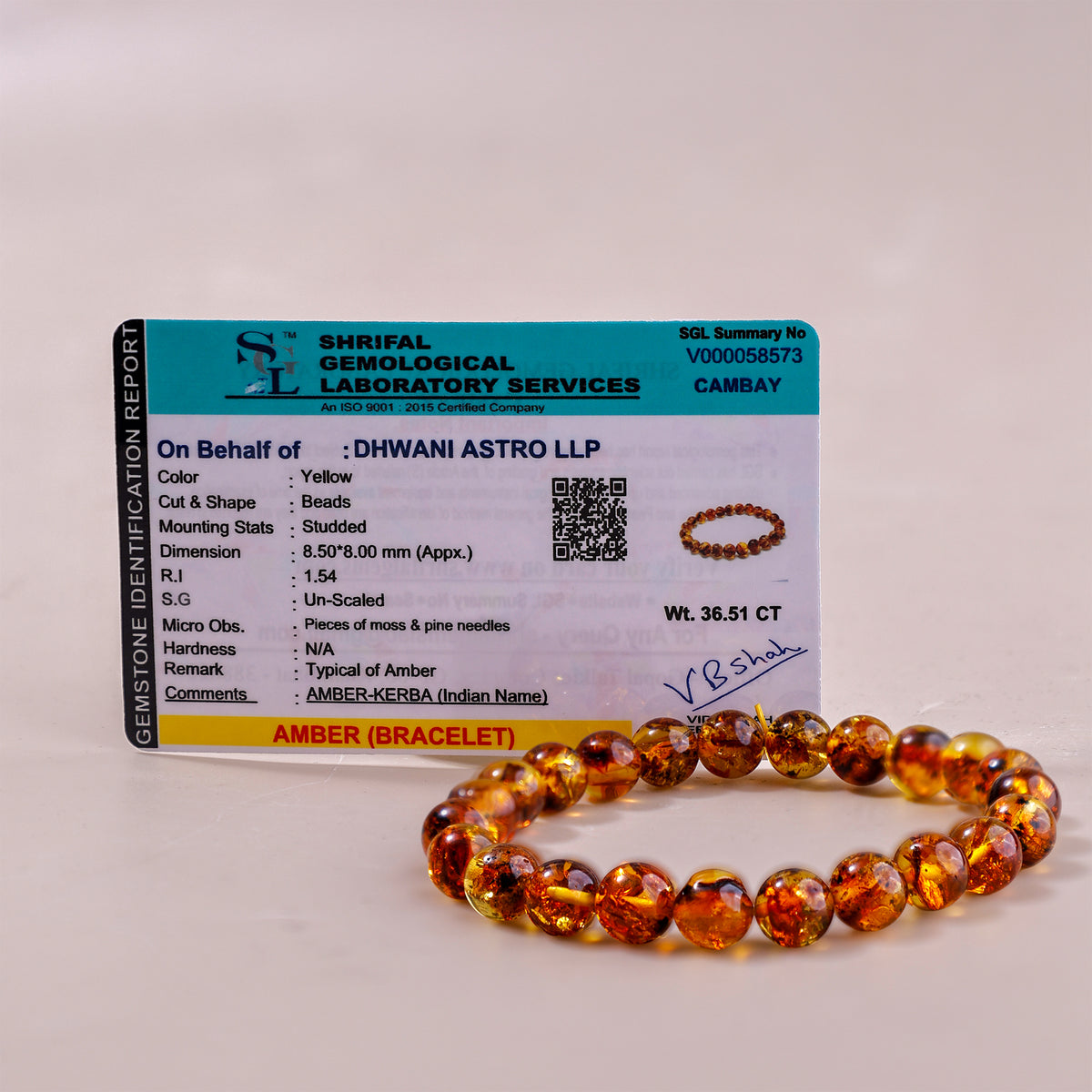 Amber Bracelet - Abhimantrit & Certified