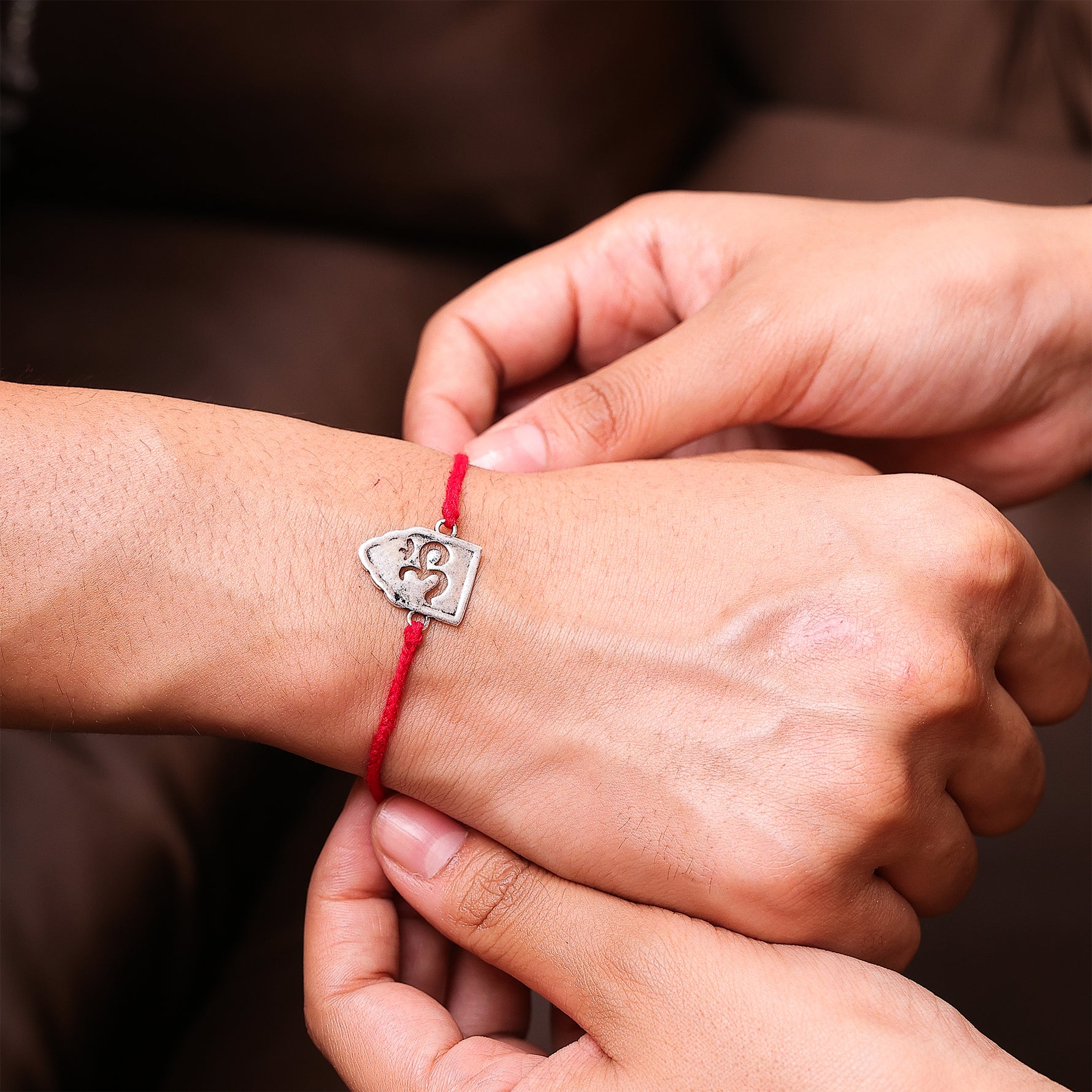 92.5 Pure Silver OM  Thread Rakhi - Abhimantrit & Certified