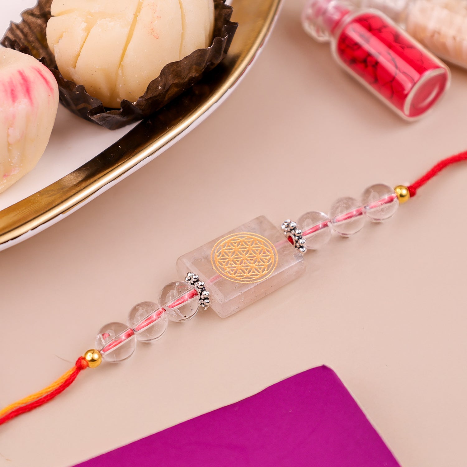 Clear Quartz Flower of Life Rakhi 