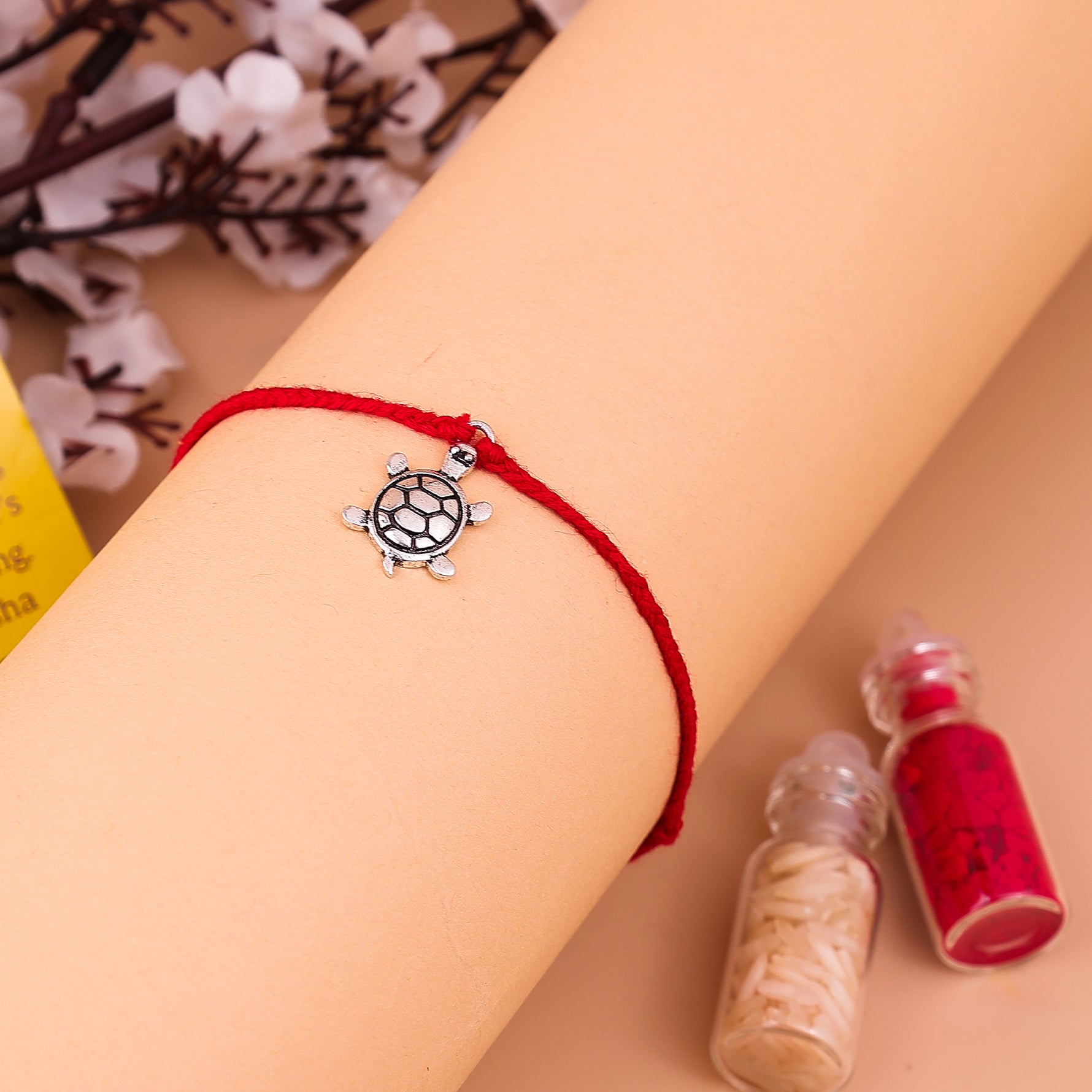 92.5 Pure Silver Turtle Thread Rakhi - Abhimantrit & Certified