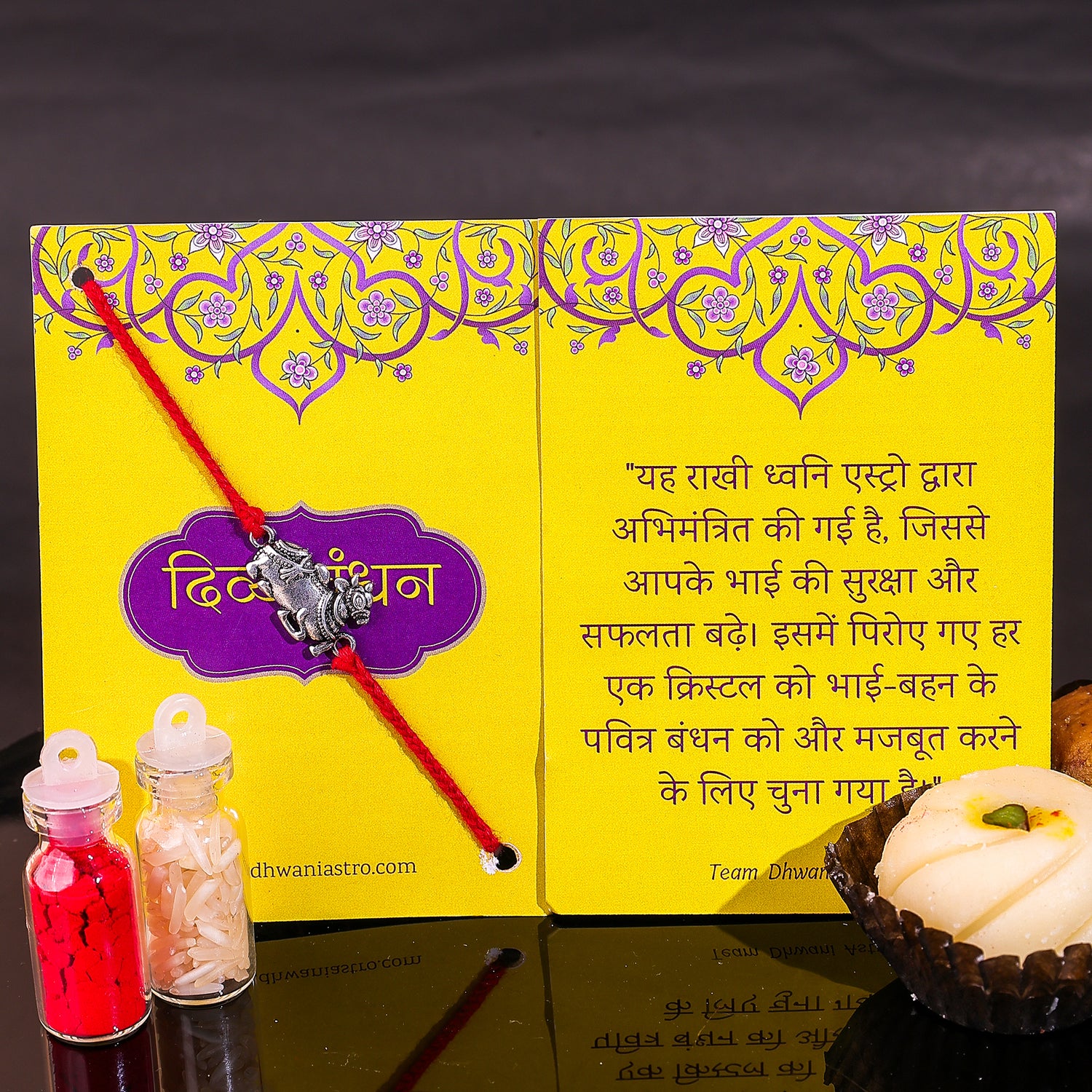 92.5 Pure Silver Nandi Thread Rakhi for Shiva Blessings