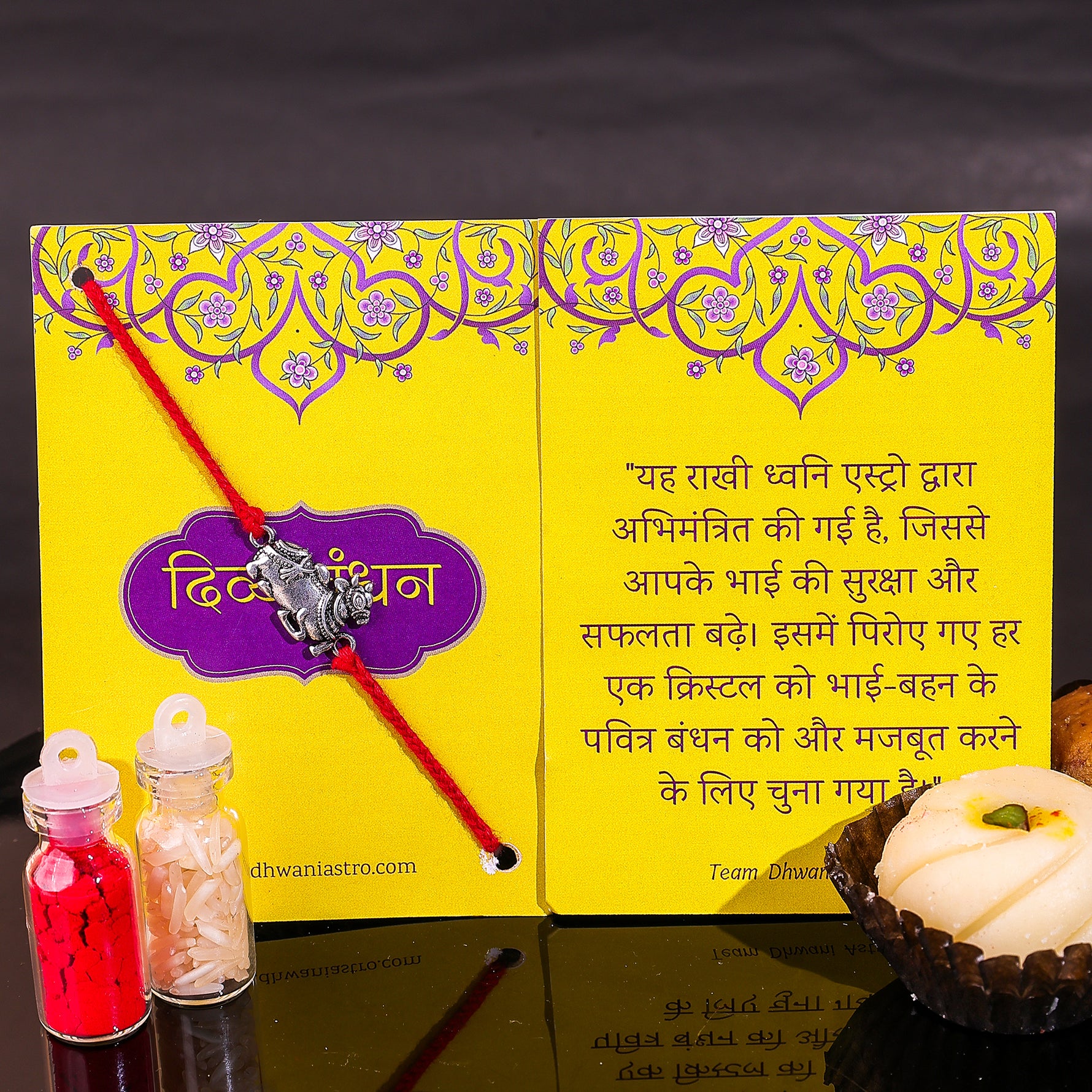 92.5 Pure Silver Nandi Thread Rakhi - Abhimantrit & Certified