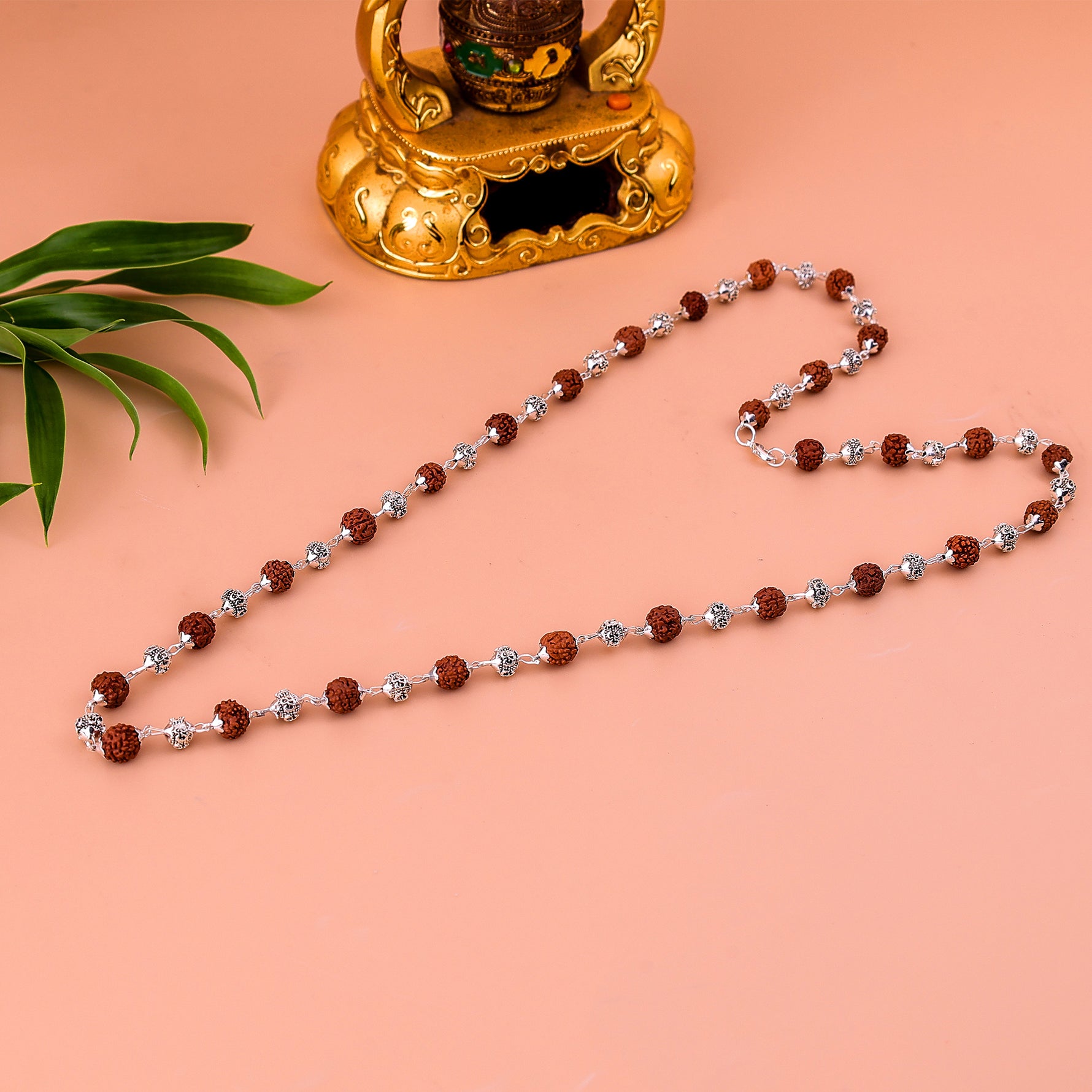 Silver OM With Rudraksha Mala- Abhimantrit