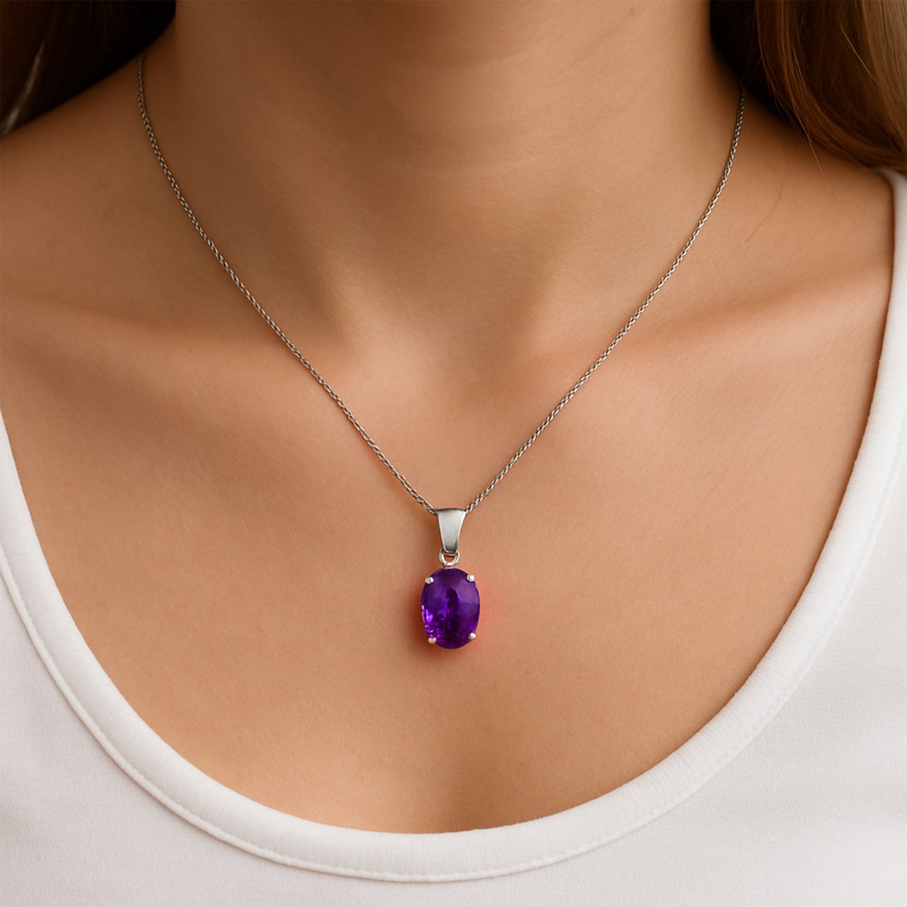 Attract Luck, Enhance Intuition, Improve Health & Skin: Amethyst Crystal Pendant - Abhimantrit & Certified