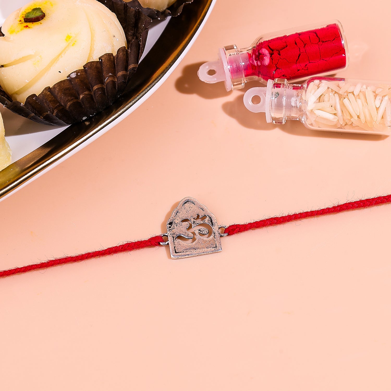92.5 Pure Silver OM  Thread Rakhi - Abhimantrit & Certified