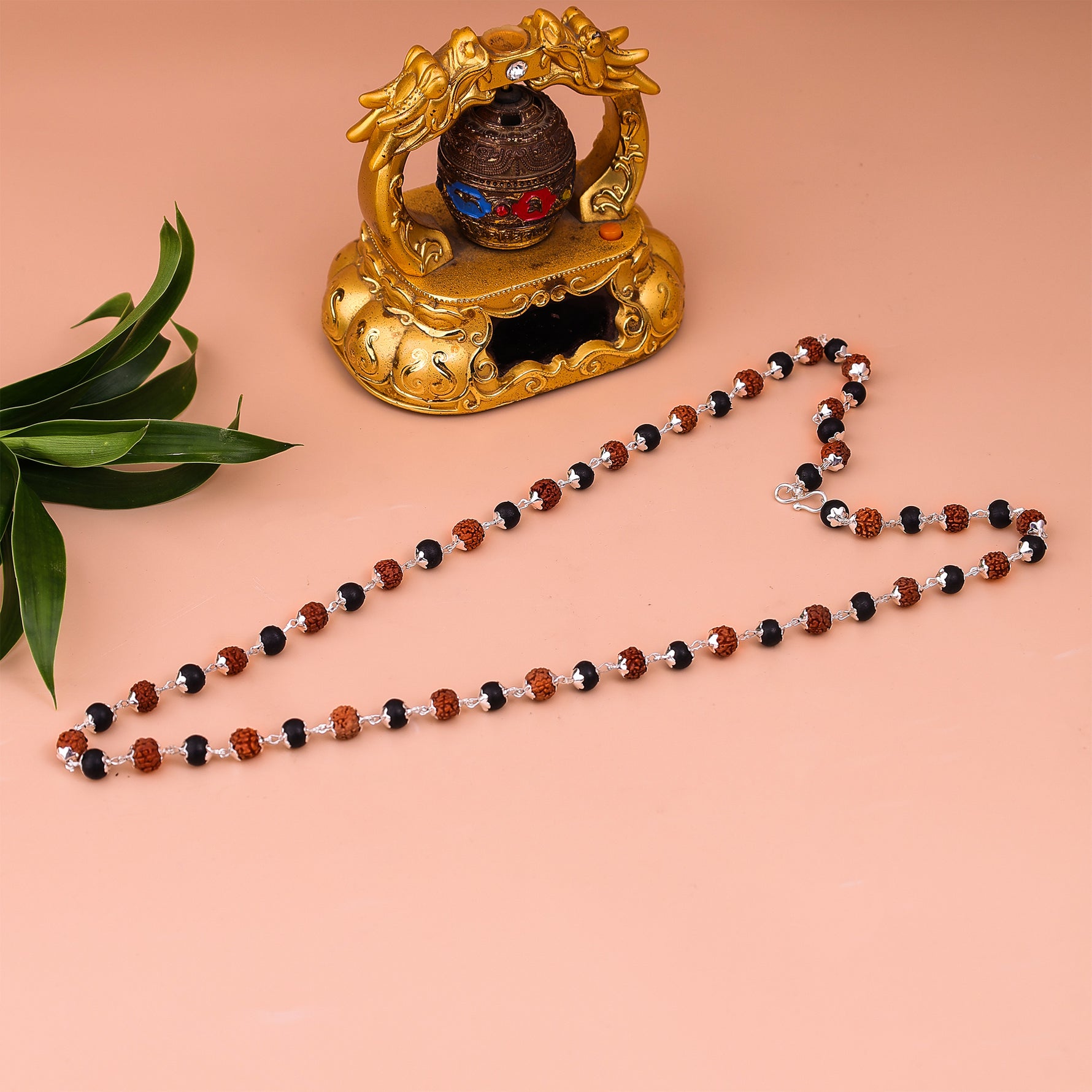 Silver Plated Divya Rudraksha Karungali Mala - Abhimantrit