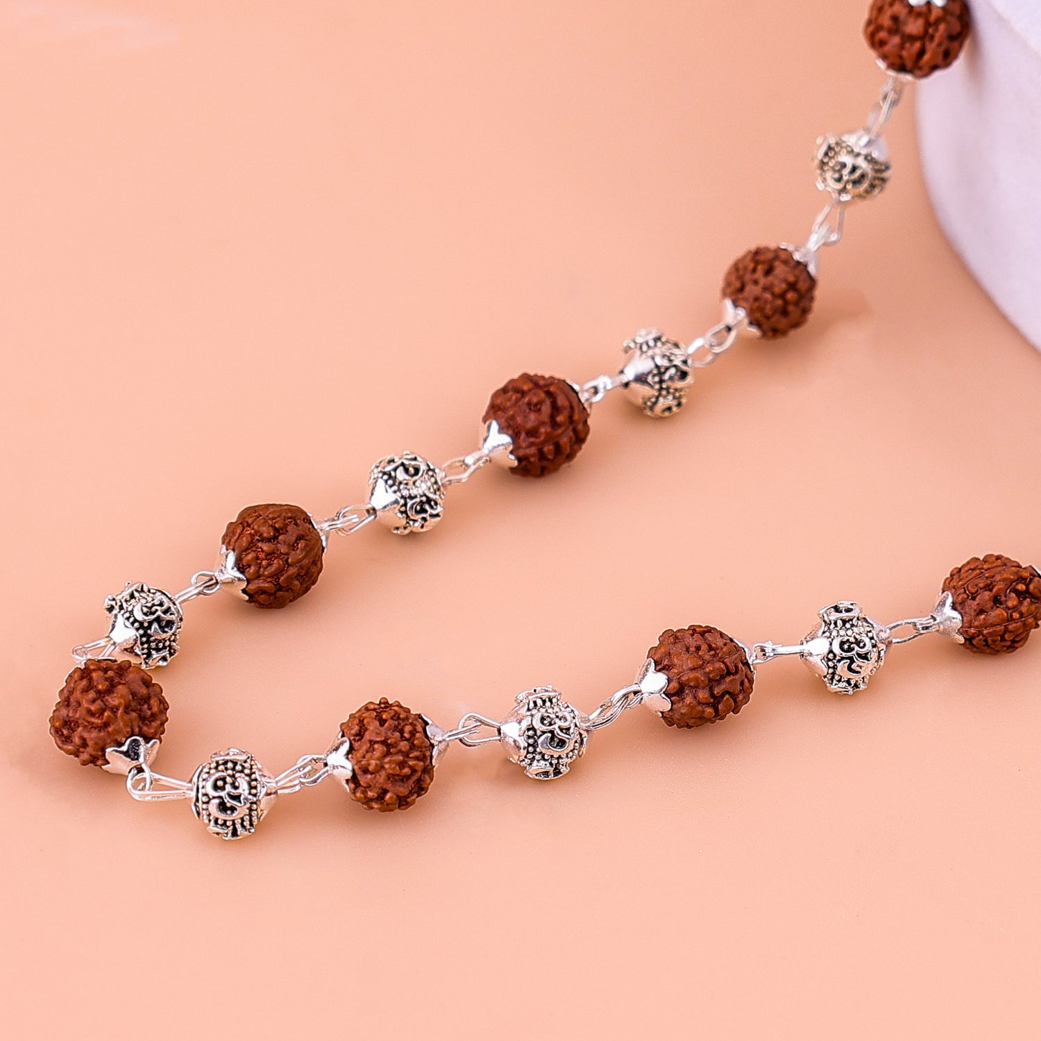 Silver OM With Rudraksha Mala- Abhimantrit