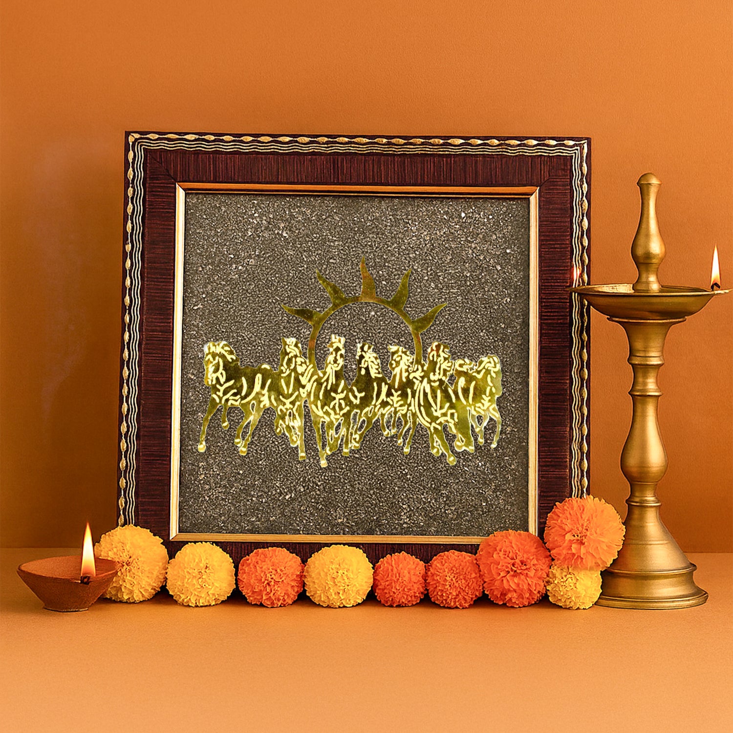 7 Horses Raw Pyrite Frame - Abhimantrit