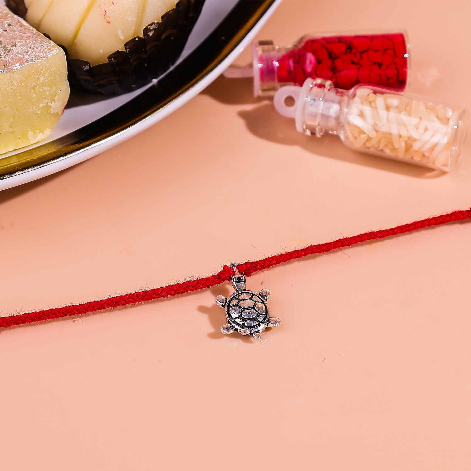 92.5 Pure Silver Turtle Thread Rakhi - Abhimantrit & Certified