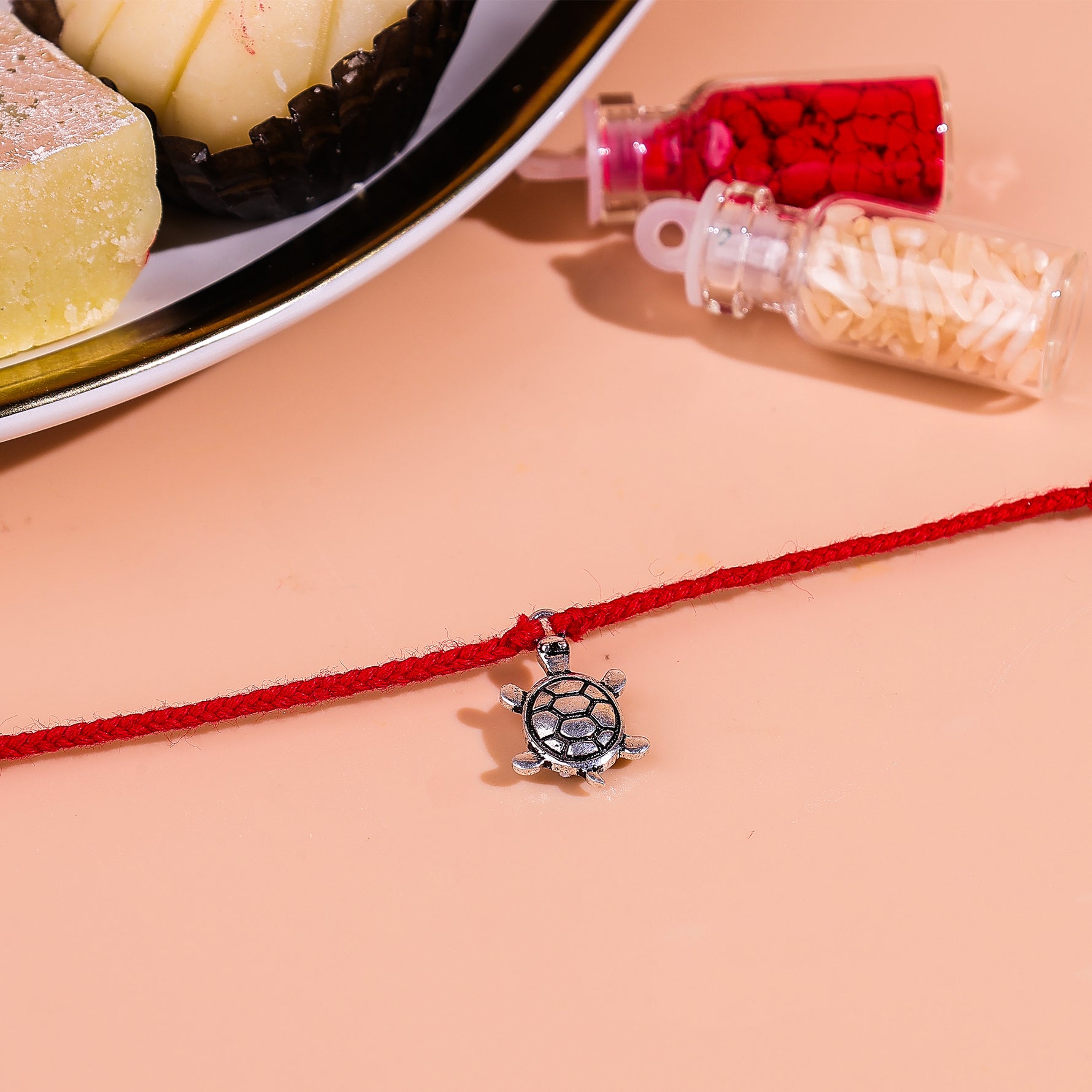 92.5 Pure Silver Turtle Thread Rakhi - Abhimantrit & Certified