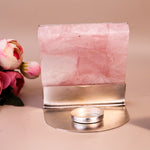 Maha Mrityunjaya Mantra Rose Quartz Tealight Holder
