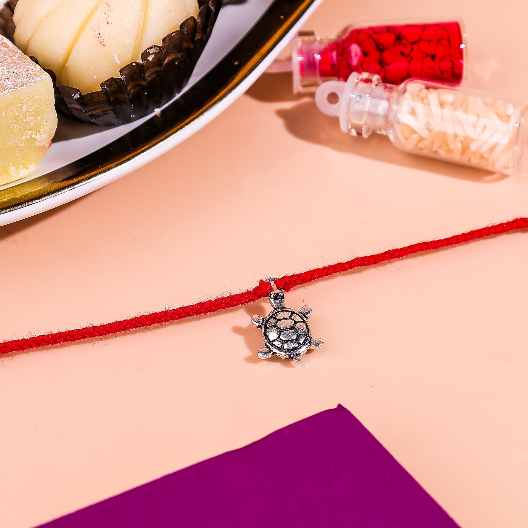 92.5 Pure Silver Turtle Thread Rakhi - Abhimantrit & Certified