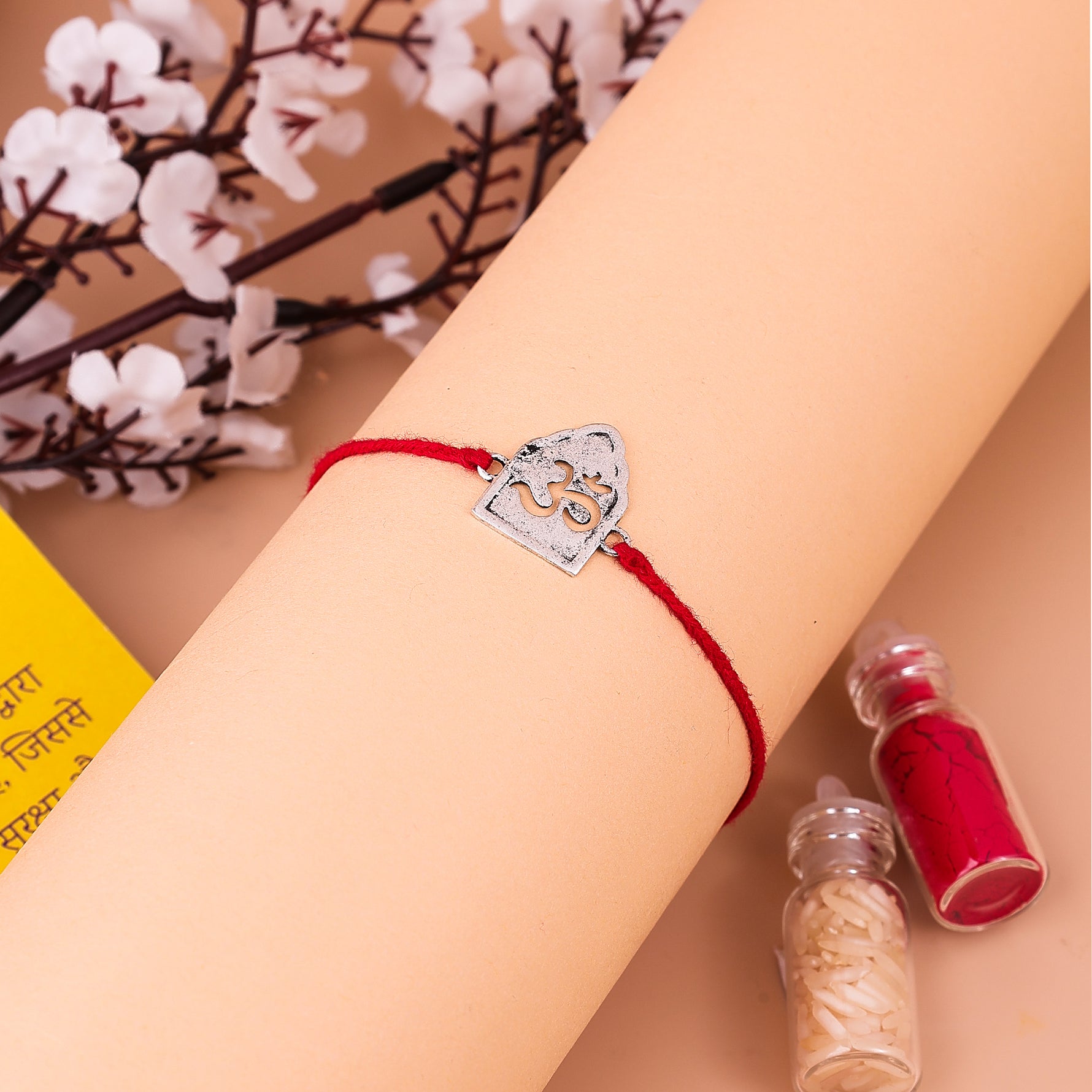 92.5 Pure Silver OM  Thread Rakhi - Abhimantrit & Certified