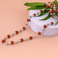Silver OM With Rudraksha Mala