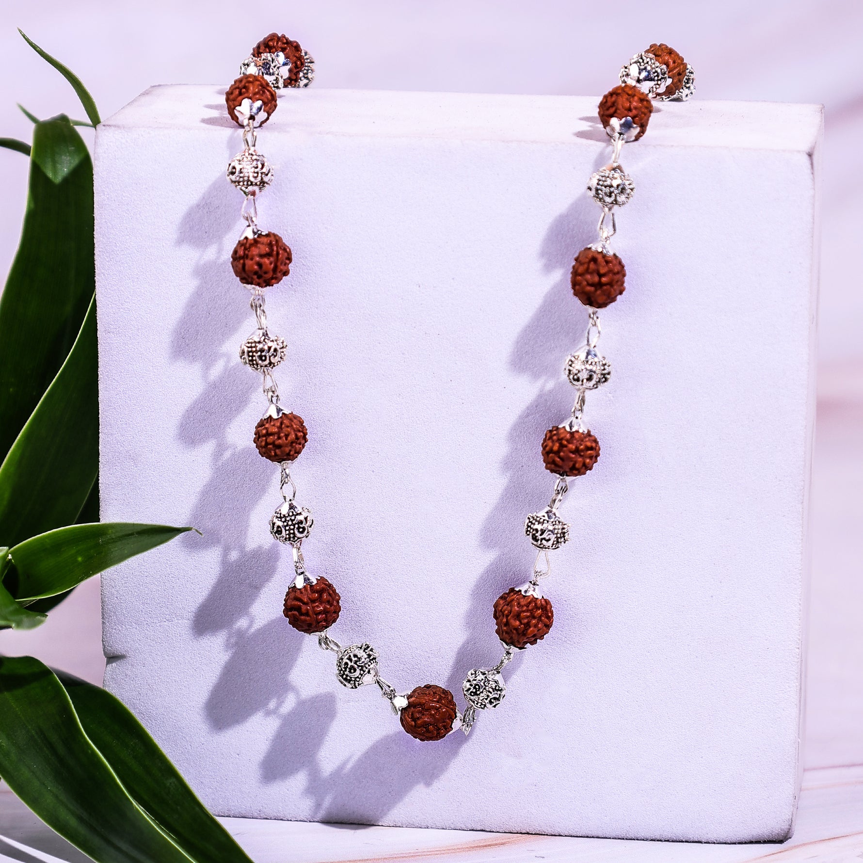 Silver OM With Rudraksha Mala- Abhimantrit