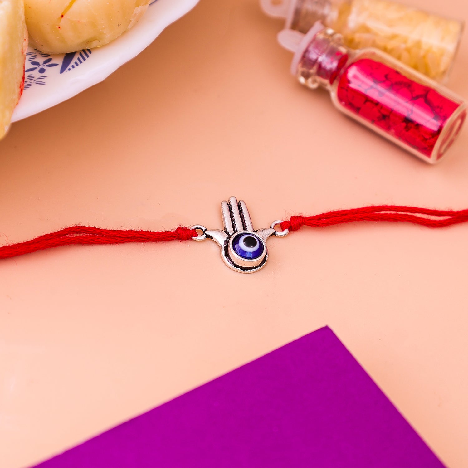 92.5 Pure Silver Hamsa Rakhi