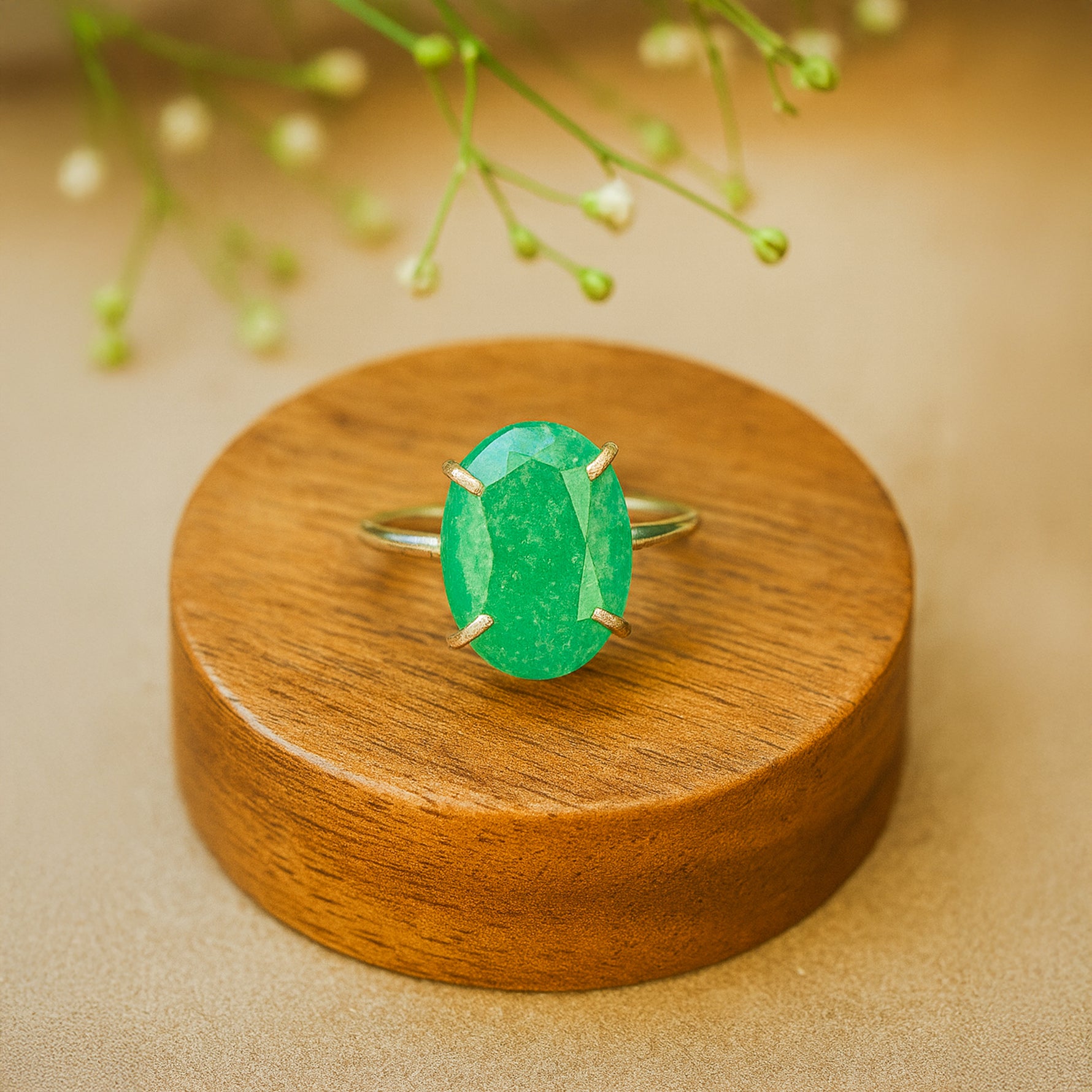 Promotes Wealth Attraction & Money Growth: Green Aventurine Ring - Abhimantrit & Certified