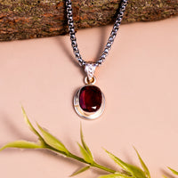 Rahu Hessonite Pendant - Abhimantrit & Certified