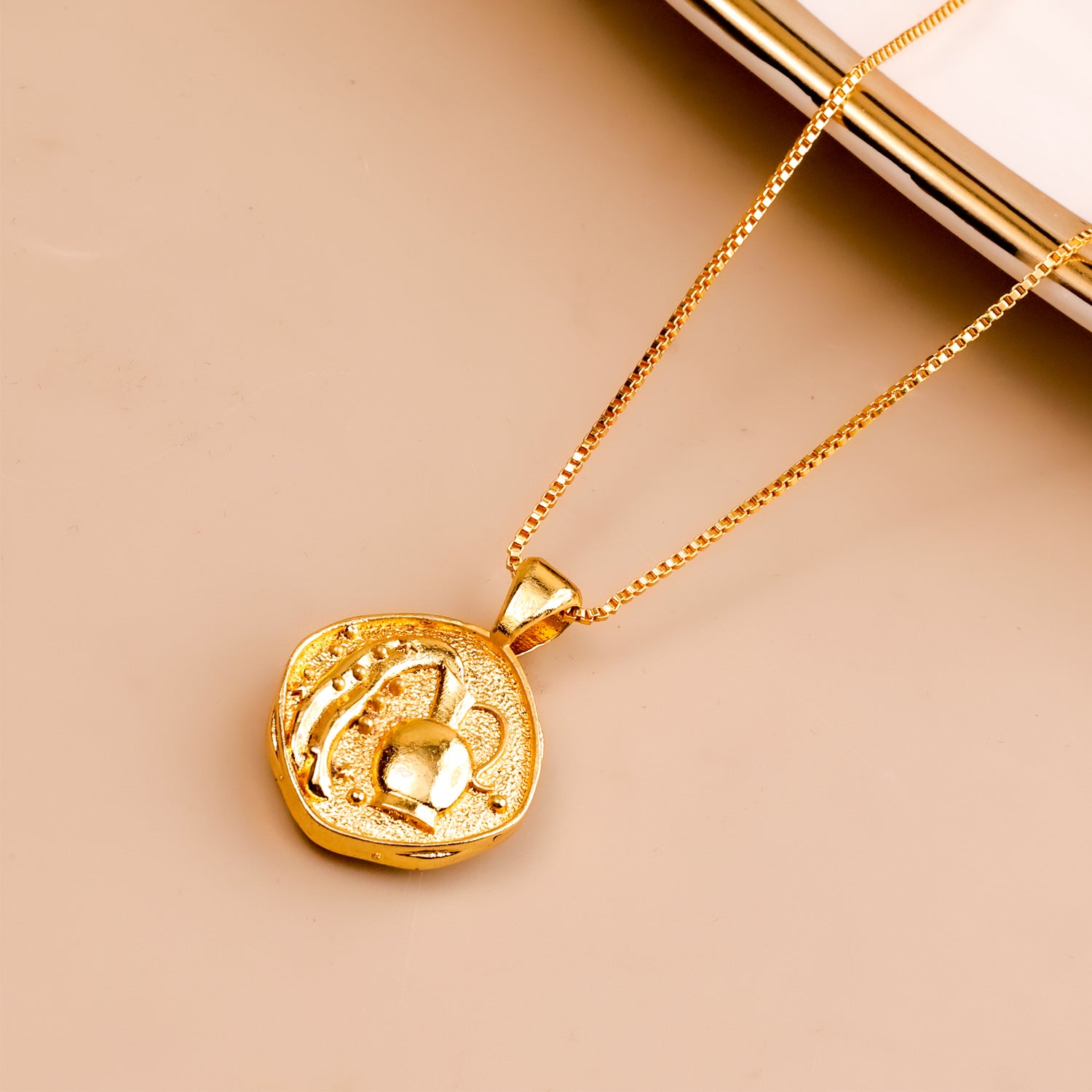 Aquarius Zodiac Sing Gold Plated Pendant - Abhimantrit