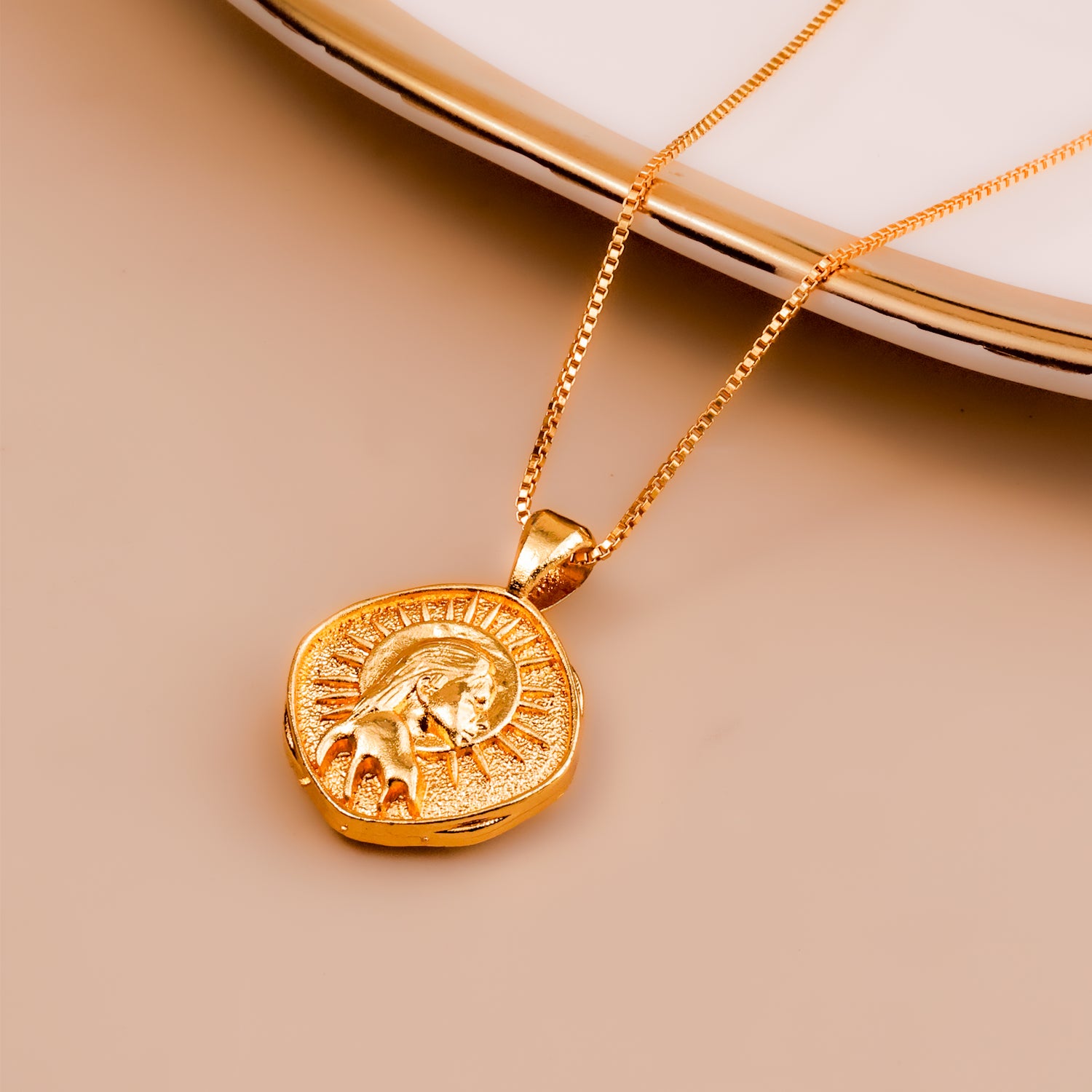 Virgo Zodiac Sing Gold Plated Pendant- Abhimantrit