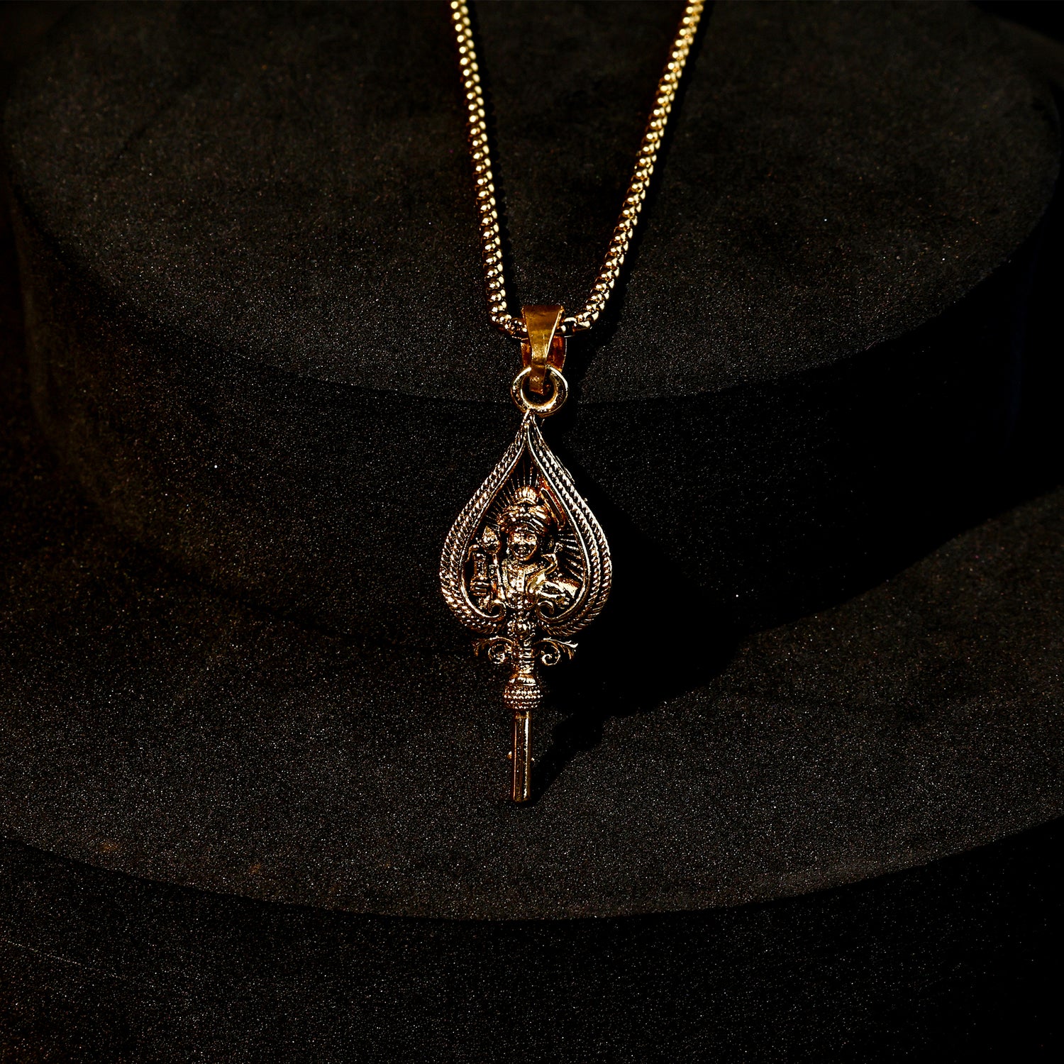 IGP Plating Lord Murugan with Gold Chain Pendant - Abhimantrit