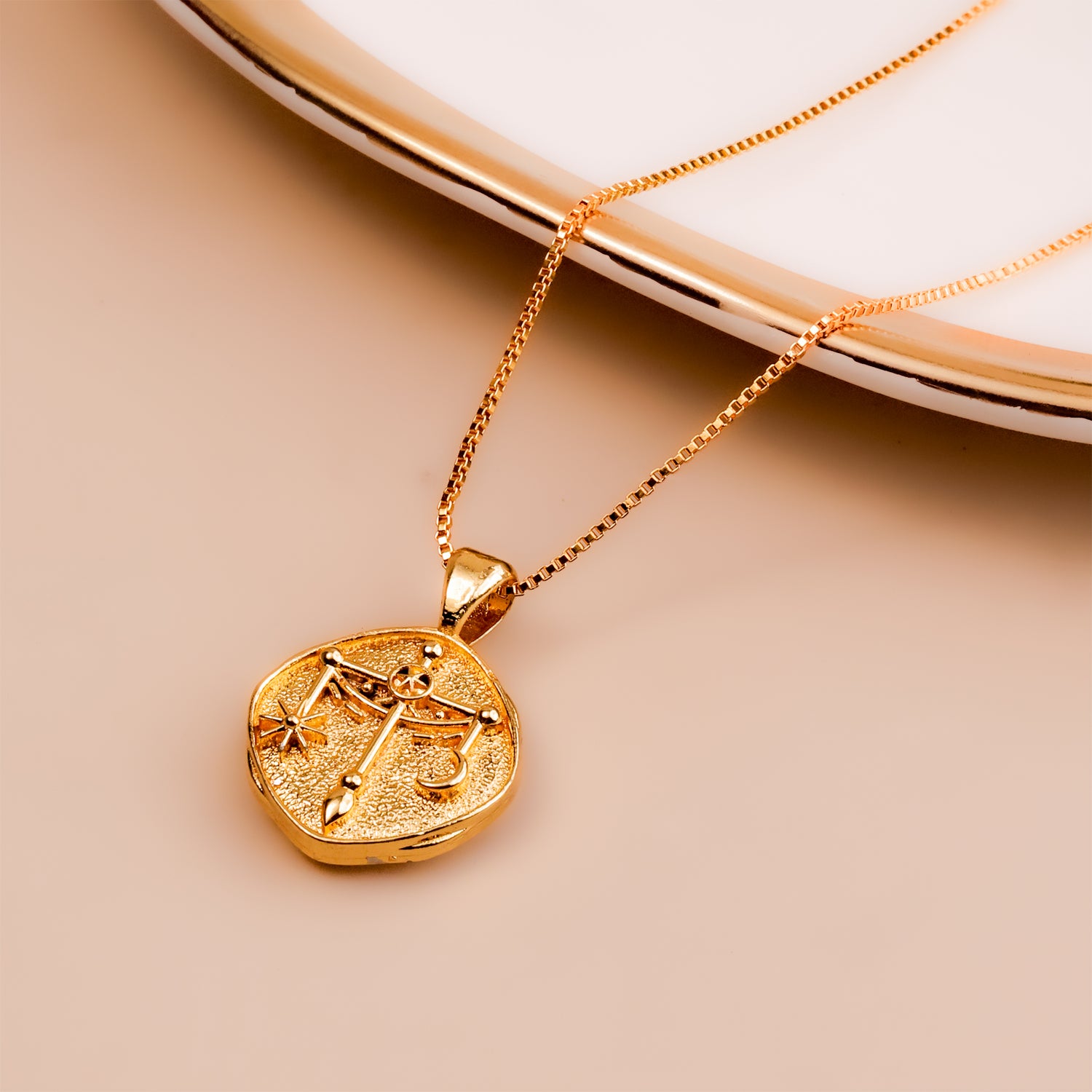 Libra Zodiac Sign Gold Plated Pendant - Abhimantrit