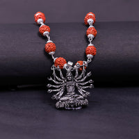 Silver Plated Lord Shiva Sitted Rudraksha Mala