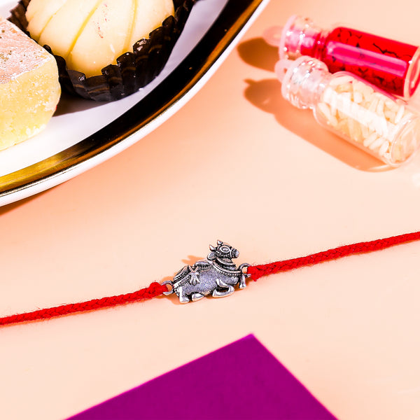 92.5 Pure Silver Nandi Rakhi for Shiva Blessings & Strength