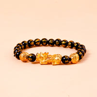 प्राकृतिक धन और धन आकर्षित करने वाला कंगन (पिक्सू के साथ फेंग शुई ब्लैक ओब्सीडियन) - अभिमंत्रित और प्रमाणित