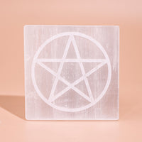 Pentacle Selenite Plate Square - Abhimantrit
