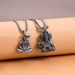 Silver Panchmukhi & Meditating Hanuman Ji Pendant Combo