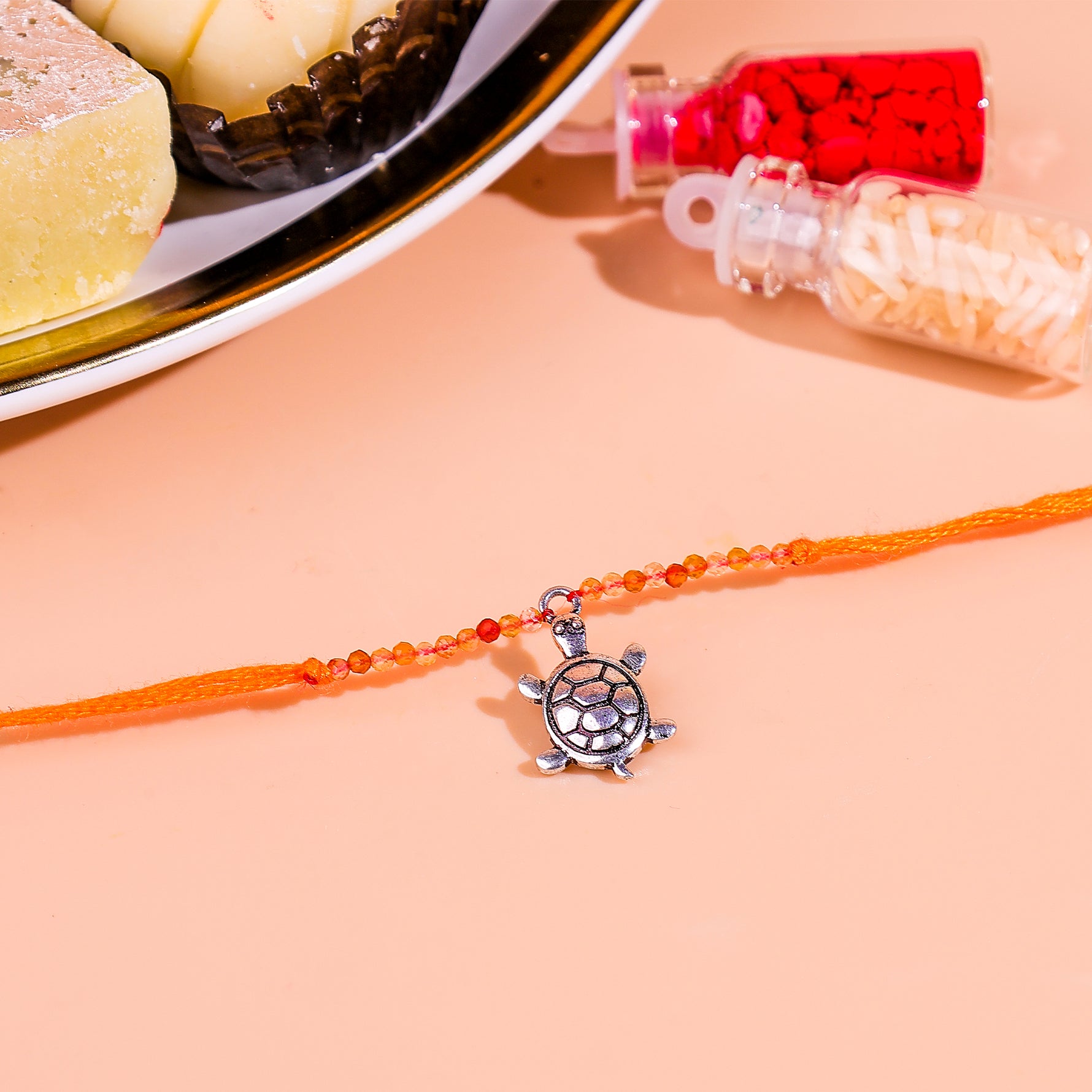 92.5 Pure Silver Turtle Rakhi - Abhimantrit & Certified