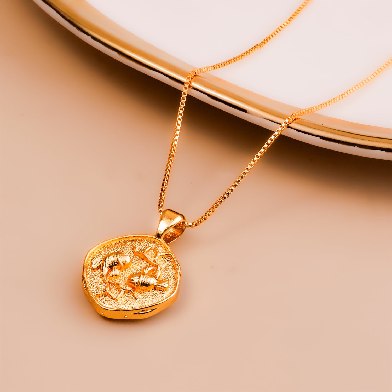 Pisces Zodiac Sign Gold Plated Pendant - Abhimantrit