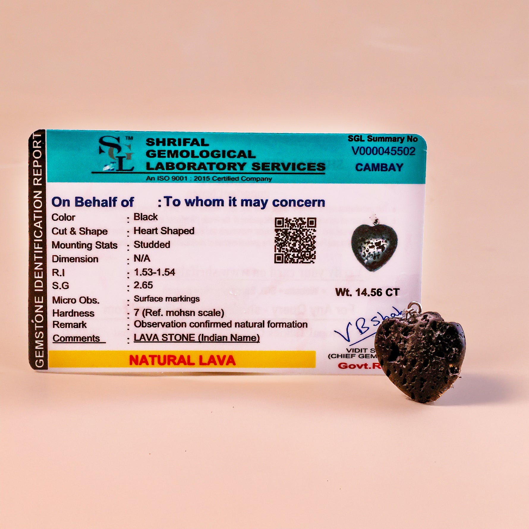 Lava Heart Pendant - Abhimantrit & Certified