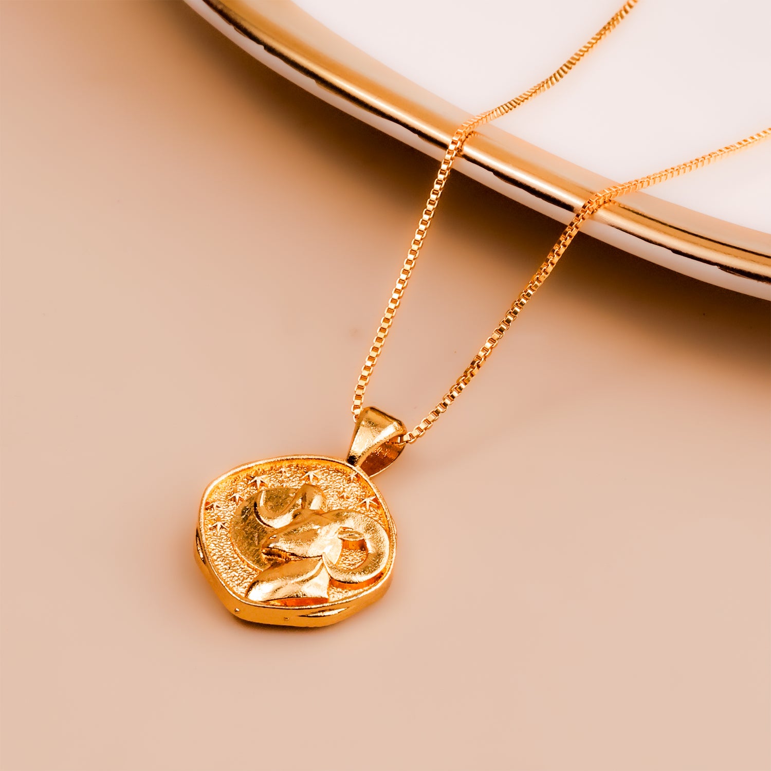 Aries Zodiac Sign Gold Plated Pendant - Abhimantrit