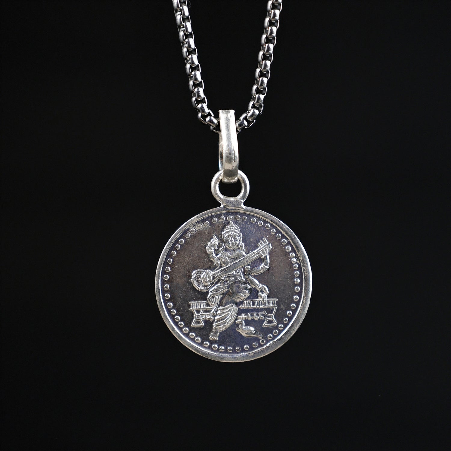 Saraswati Yantra Pure Silver Pendant- Abhimantrit