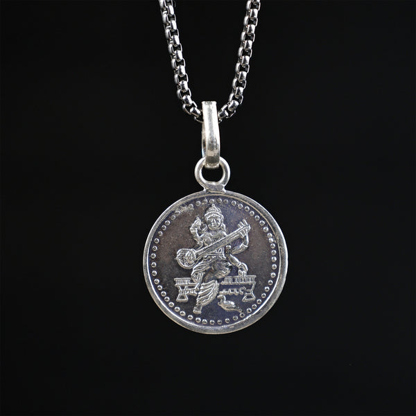 Saraswati Yantra Pure Silver Pendant