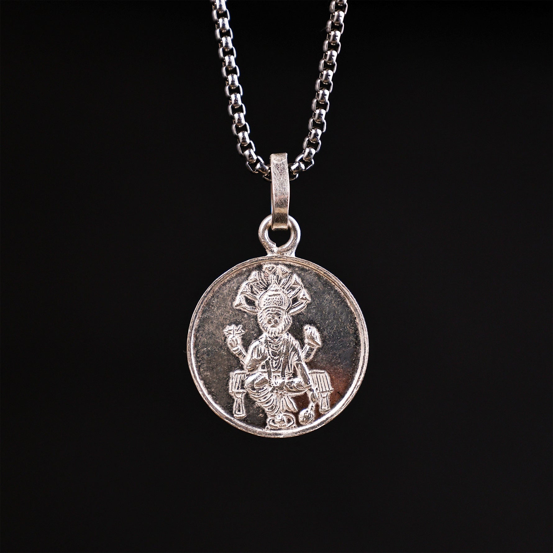 Narsinga Bhagwan Yantra Pure Silver Pendant - Abhimantrit