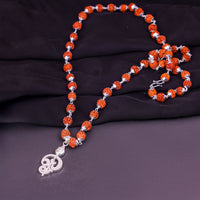 Silver Rudraksha Mala with Murugan Trishul Pendant