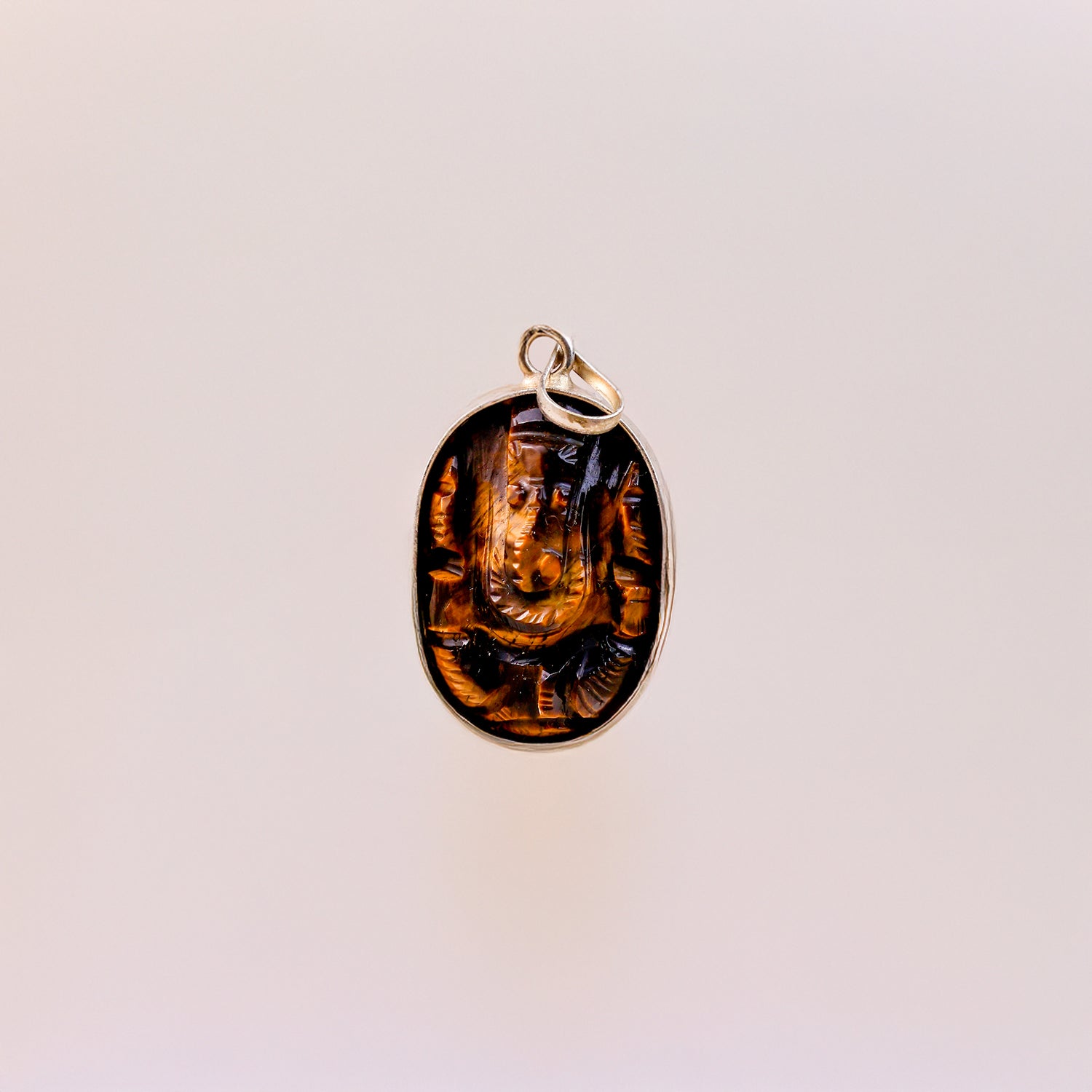 Tiger Eye Ganesh Pendant - Abhimantrit