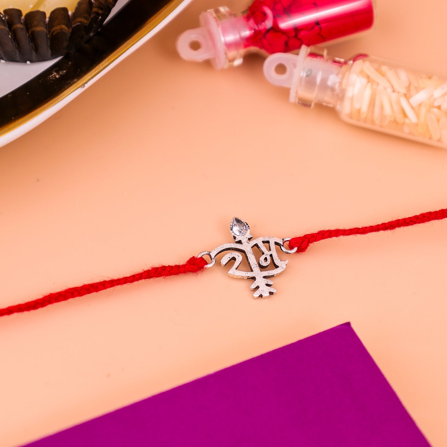 92.5 Pure Silver Ram Thread Rakhi  - Abhimantrit & Certified