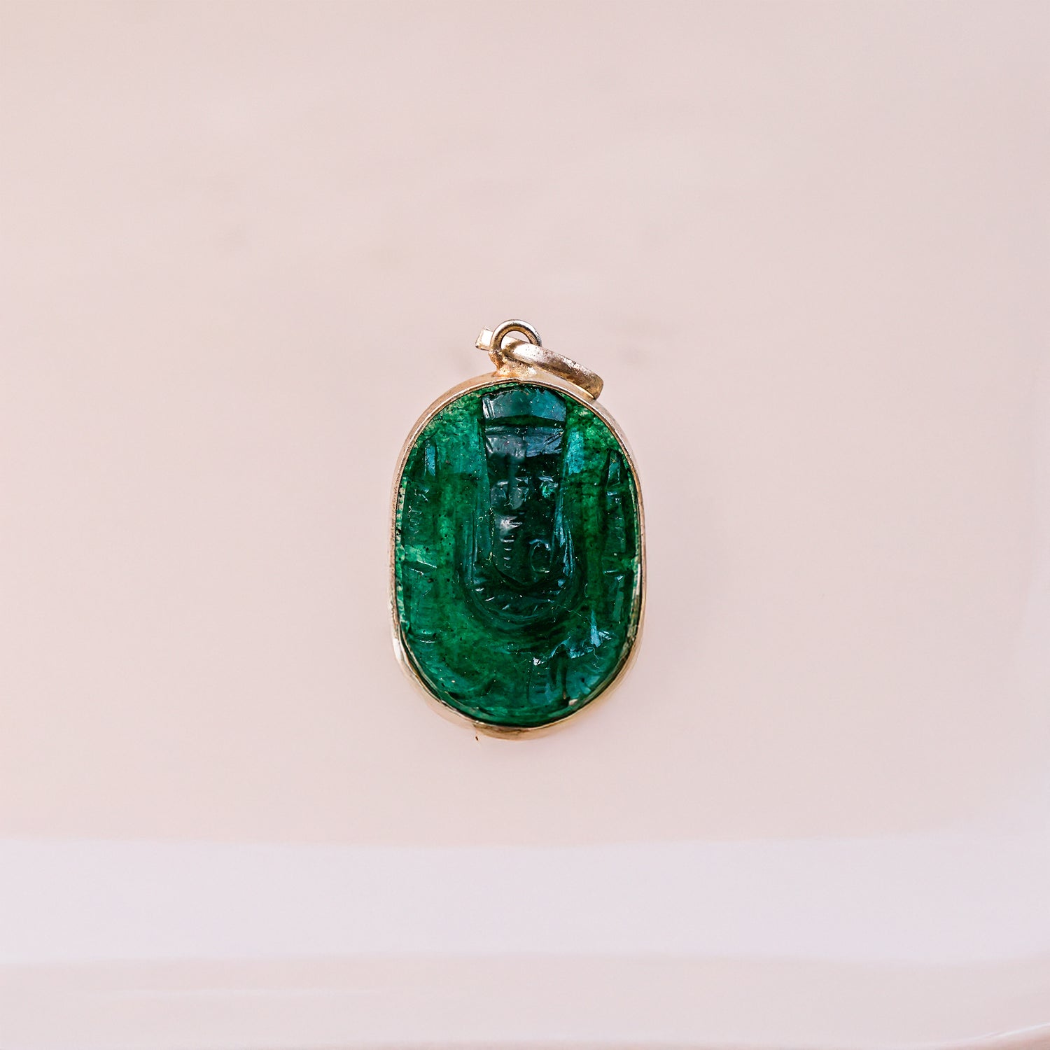 Green Jade Ganesha Pendant - Abhimantrit